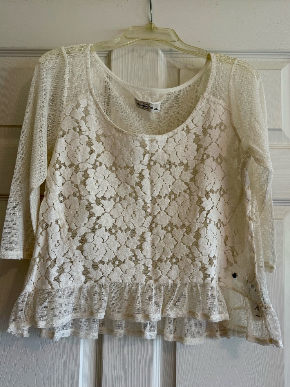 Abercrombie & Fitch Cream Lace Peplum Blouse